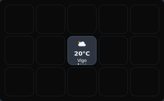Weather demo deck preview with configured city tiles